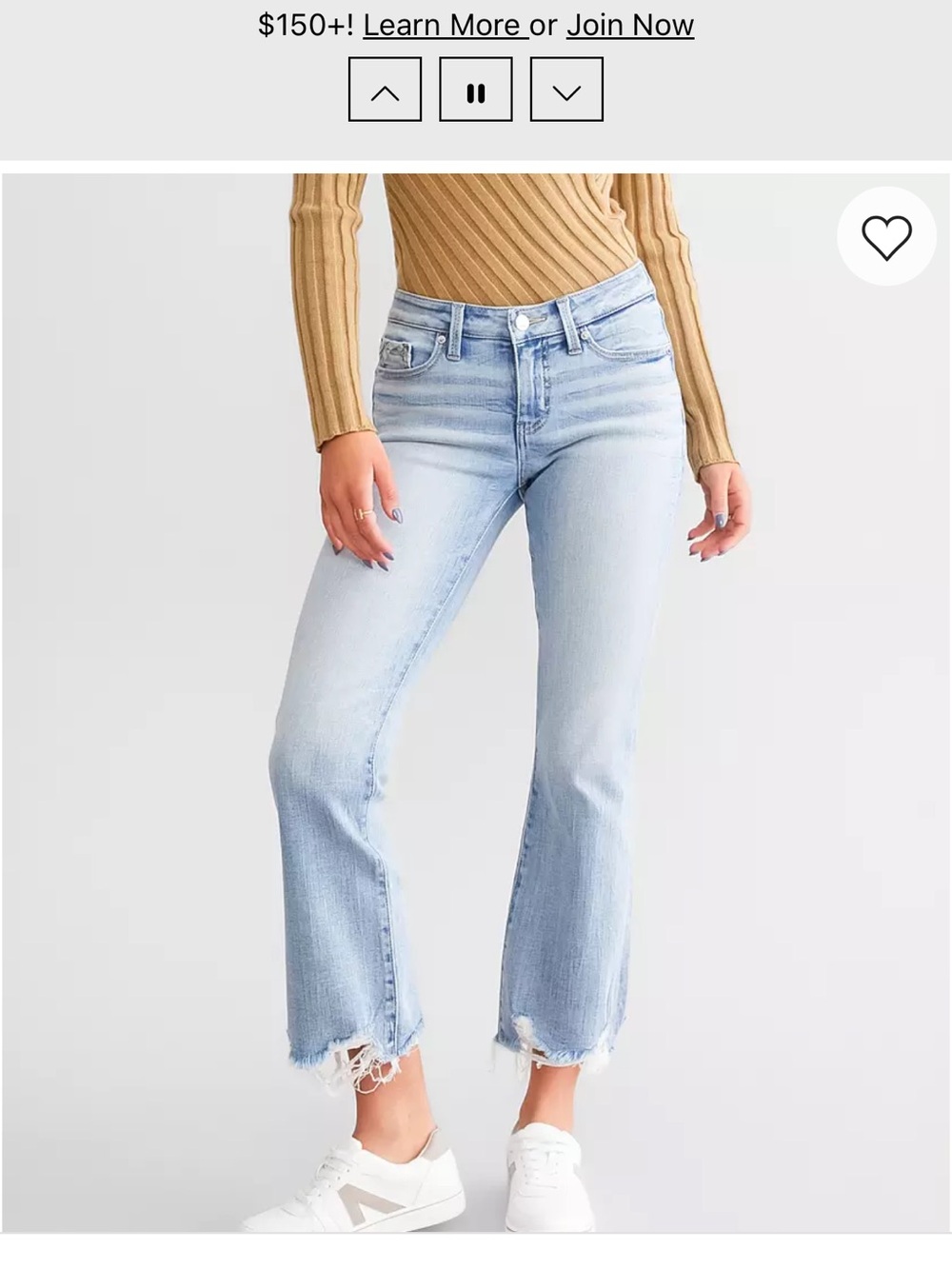 Light Wash cropped flare buckle jeans